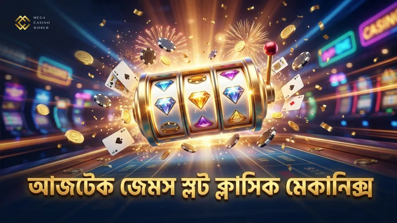 আজটেক জেমস স্লটের ক্লাসিক ৩ রিল এবং ৪র্থ মাল্টিপ্লায়ার দেখানো হচ্ছে