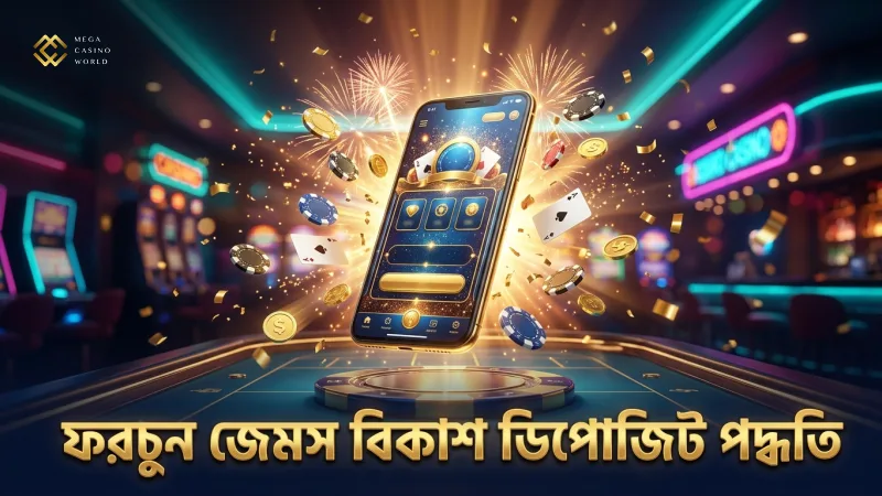 বিকাশ অ্যাপ থেকে ফরচুন জেমস ডিপোজিটের ধাপসমূহ স্পষ্টভাবে দেখানো হয়েছে